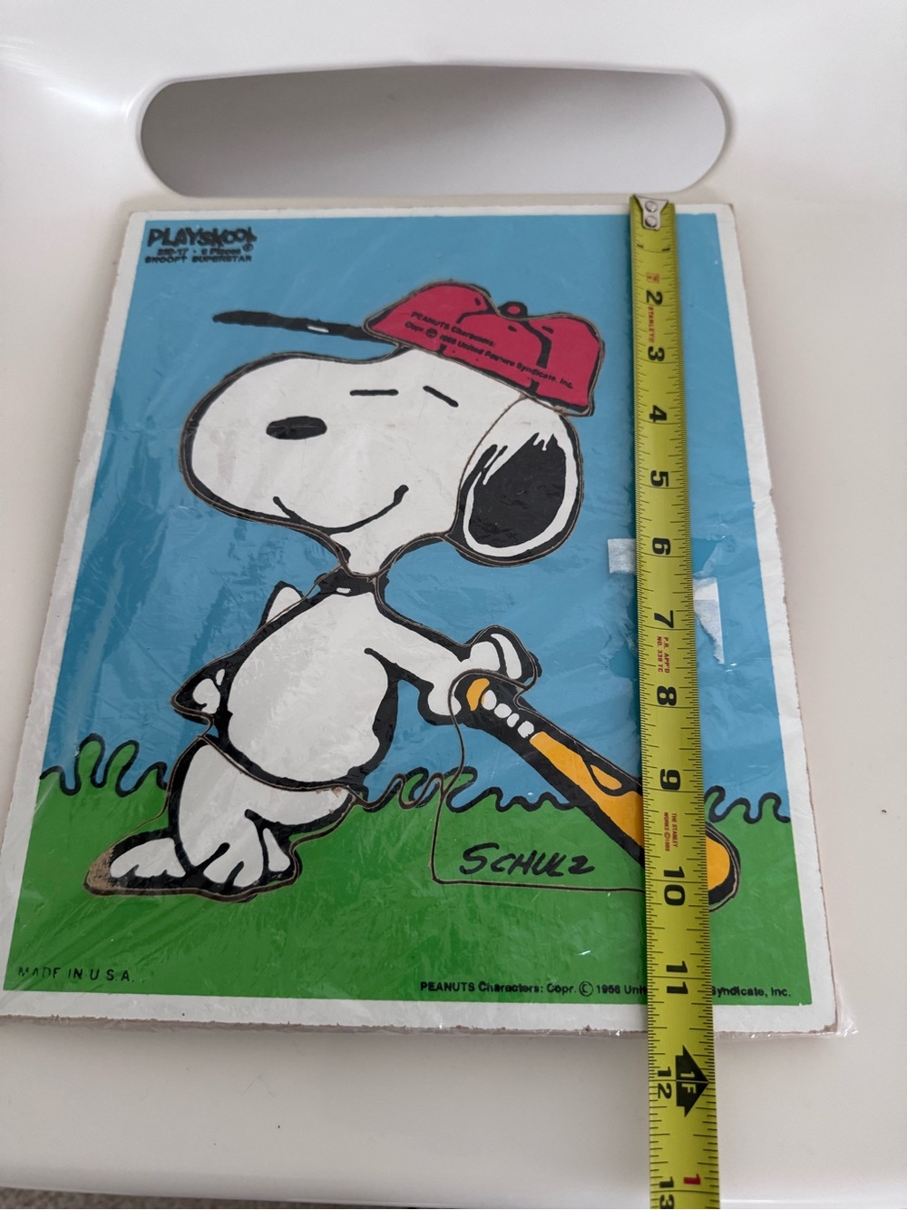 Vintage Playskool Snoopy Baseball Puzzle Peanuts Nursery Decor Retro Toy USA - Picture 3 of 7